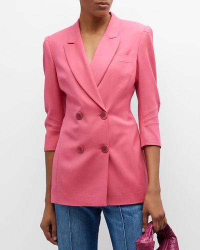 Zeynep Arcay Wool Wrap Blazer Jacket - Pink