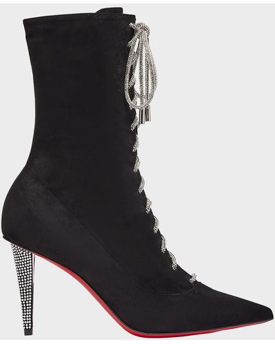 Christian Louboutin Astrid Suede Lace-Up Sole Booties - Black