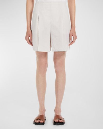 Max Mara Canale Pleated Striped Cotton Shorts - White