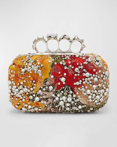 Alexander McQueen Embellished Jewel Spike Clutch Bag - Orange
