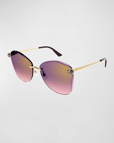 Cartier Panther Metal Butterfly Sunglasses - Pink