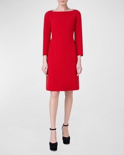 Akris Double-face Wool Short Dress - Red
