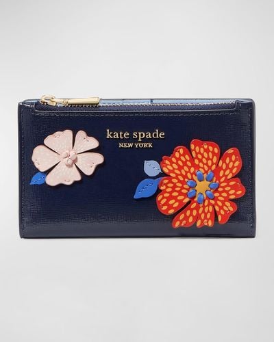 Kate Spade Dottie Small Flower Bloom Bifold Wallet - Blue