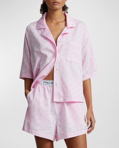 Polo Ralph Lauren Jacquard Polo Player Pajama Set - Purple