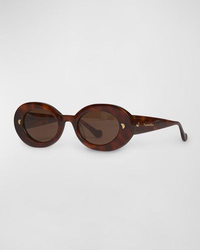 Nanushka Giva Oval Acetate Sunglasses - Brown