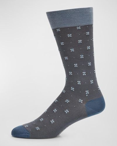 Marcoliani Geometric Crew Socks - Gray