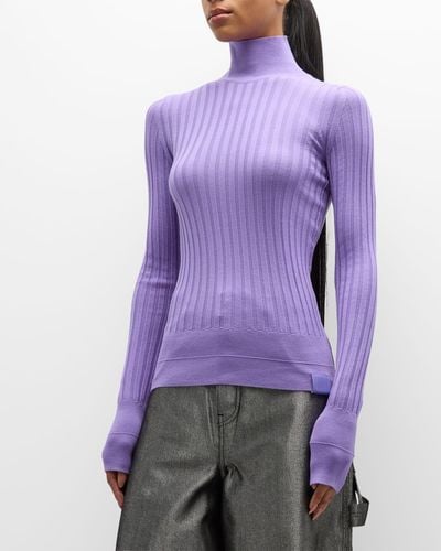 Marc Jacobs Turtleneck Wide Ribbed Sweater - Purple