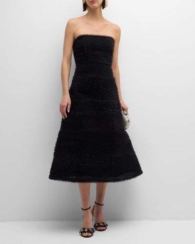 Carolina Herrera Embellished Tulle Strapless Fit-&-Flare Dress - Black