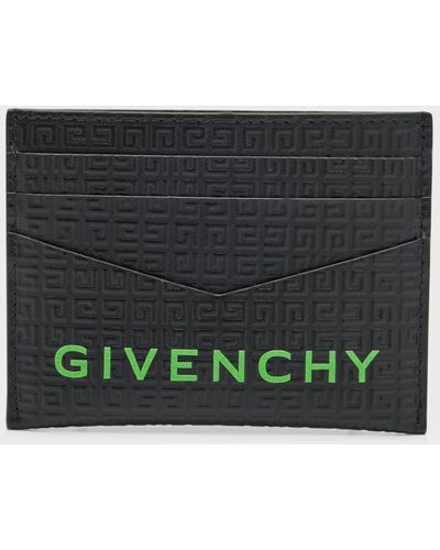 Givenchy 4G Embossed Leather Logo Card Holder - Green