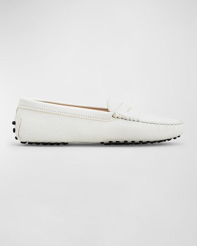 Tod's Pebbled Penny-Front Gommini Moccasin - White