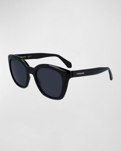 Ferragamo Logo Plastic Cat-Eye Sunglasses - Black