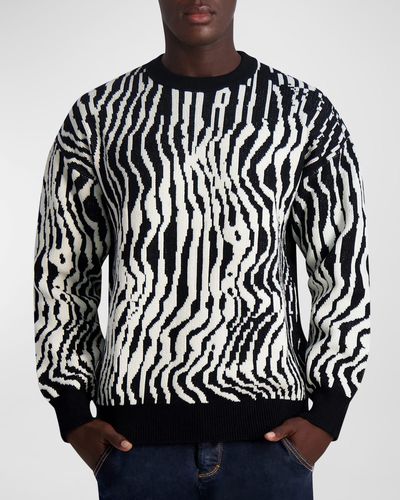 Karl Lagerfeld Striped Crew Sweater - Black