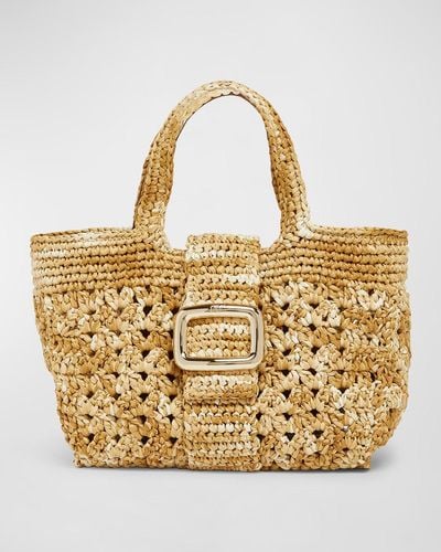 Roger Vivier Grand Vivier Crochet Raffia Top-handle Bag - Metallic
