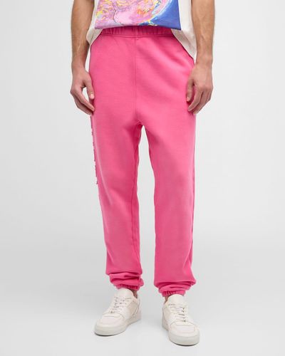 Purple Fleece Side-Logo Sweatpants - Pink
