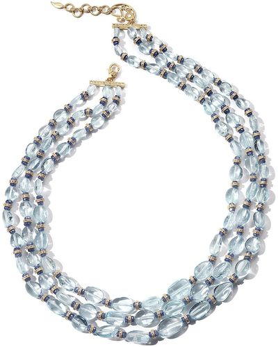 Coomi Affinity 20K Aquamarine 3-Row Necklace - Blue