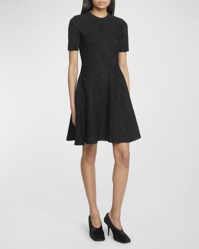 Givenchy Embossed Jacquard Fit-And-Flare Dress - Black
