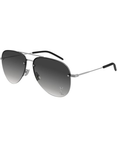 Saint Laurent Gradient Metal Aviator Sunglasses - Black