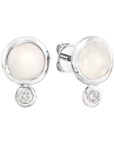 Tamara Comolli Bouton 18k White Gold Sand Moonstone/diamond Post Earrings - Natural