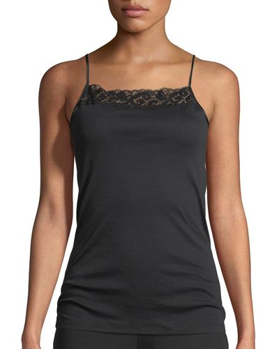 Hanro Moments Lace-Trimmed Camisole - Black