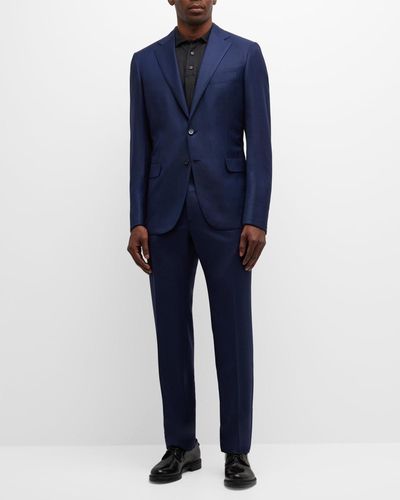 Brioni Textured Solid Two-Piece Suit, Bright - Blue