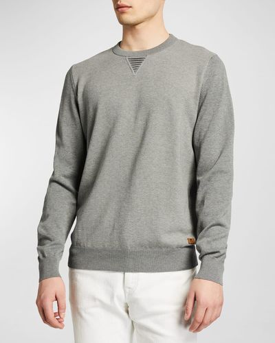 Corneliani Solid Pique Crewneck Sweatshirt - Gray
