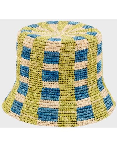 D'Estree Bob Color-Block Raffia Bucket Hat - Multicolor