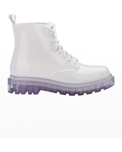 Melissa Coturno Transparent Lace-up Combat Boots - White