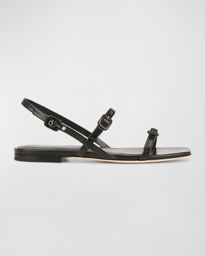 Veronica Beard Malinda Leather Buckle Slingback Sandals - Metallic