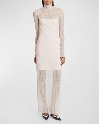 Givenchy 4G Print Sheer Tulle Dress - White