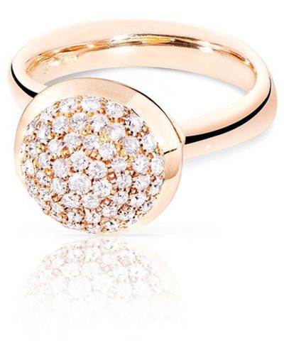 Tamara Comolli Bouton Large 18k Rose Gold Pave Diamond Dome Ring, Size 7/54 - White