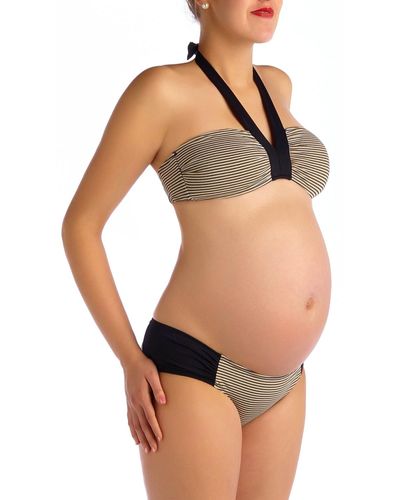 Pez D'or Maternity Palm Springs Knitted Stripe Two-Piece Bikini Swim Set - Black