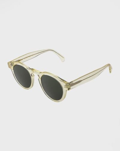 Illesteva Leonard Round Acetate Sunglasses - Metallic