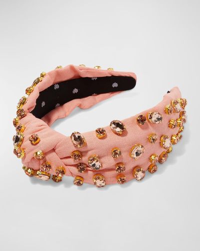 Lele Sadoughi Knotted Oval Crystal Headband - Pink