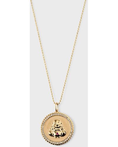 Sydney Evan 14K Buddha Coin Pendant Necklace With Diamonds - Metallic