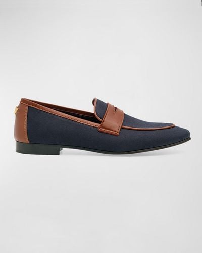Bougeotte Bicolor Flat Penny Loafers - Blue