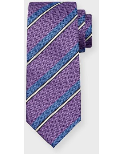 Canali Silk Multi-Stripe Tie - Purple