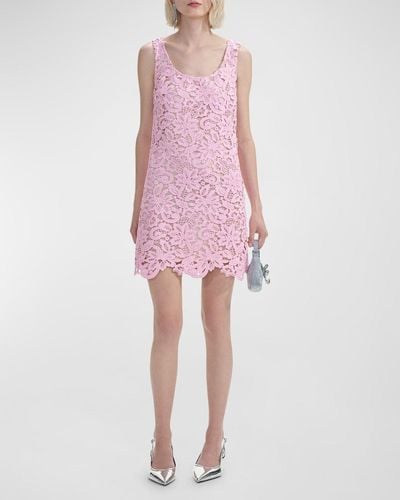 Self-Portrait Floral Lace Sleeveless Mini Shift Dress - Pink