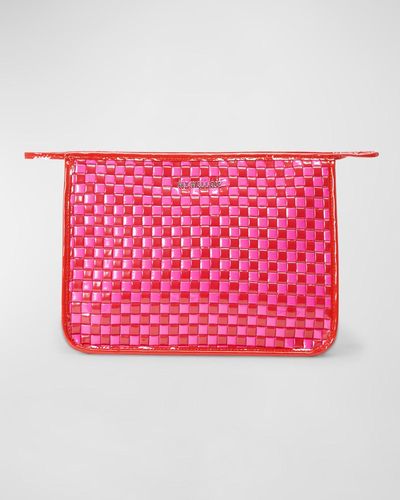MZ Wallace Bicolor Woven Patent Clutch Bag - Pink