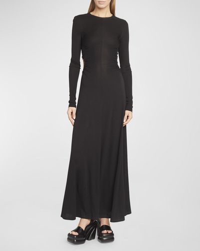 Proenza Schouler Long-Sleeve Open Back Jersey Maxi Dress - Black