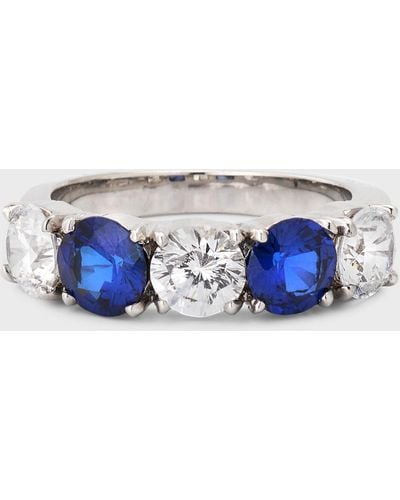 Fantasia by Deserio Alternating Sapphire And Cubic Zirconia Half Eternity Band - Blue