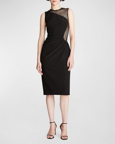 Halston Kenda Sleeveless Sequin Net Crepe Midi Dress - Black