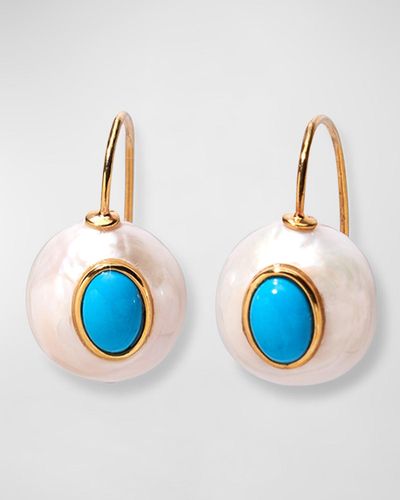 Lizzie Fortunato Pablo 24K Plated Pearl And Drop Earrings - Blue