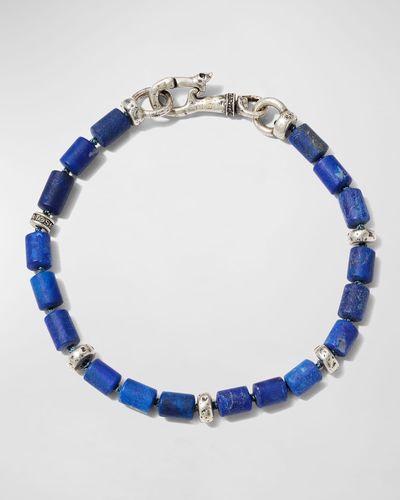 John Varvatos Sterling & Lapis Beaded Bracelet - Blue