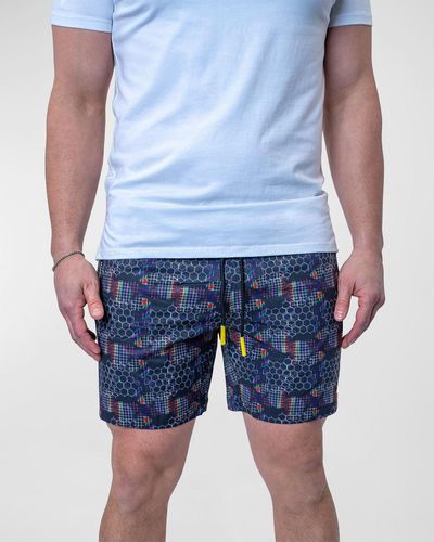 Maceoo Lion Prism Swim Shorts - Blue