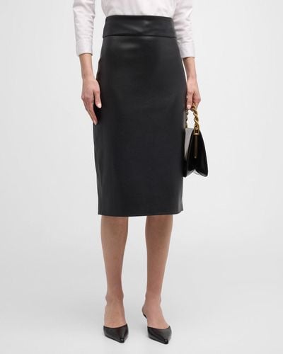 Enza Costa Soft Vegan Leather Pencil Skirt - Black