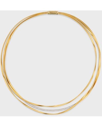 Marco Bicego 18k Yellow Gold Marrakech Three Strand Necklace With Diamonds - Natural