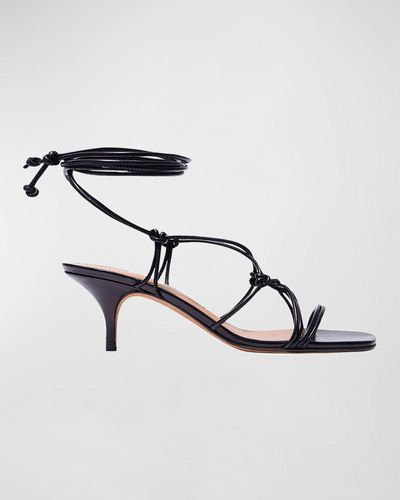 Emme Parsons Festa Knotted Leather Ankle-Wrap Sandals - Metallic