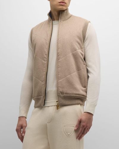 Stefano Ricci Cashmere-Wool Reversible Vest - Natural