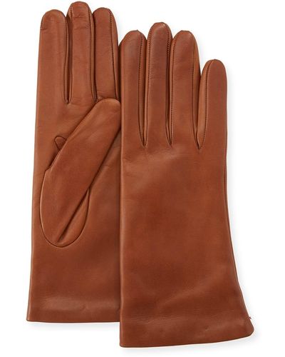 Portolano Cashmere-Lined Napa Leather Gloves - Brown