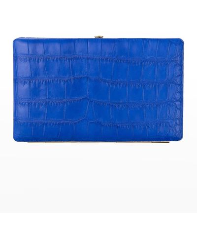 Abas Polished Matte Cache Frame Alligator Wallet - Blue